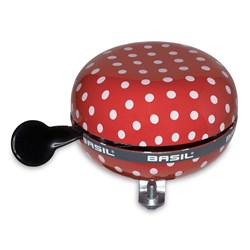 Dzwonek rowerowy BASIL BIG BELL POLKADOT 80mm, red/white dots (NEW)