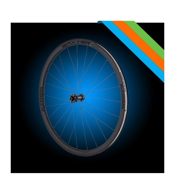 Koła szosa/gravel ALEXRIMS BAXTER 3.0, H. tarczowy centerlock, Sztywna oś 12X100/R12X142, Stożek 30mm, 700C 622-25, TRS, Karbon, Szablowane szprychy, Waga 1650g