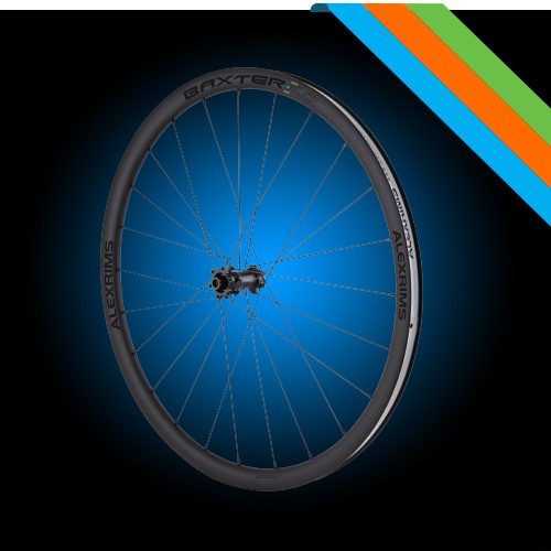 Koła szosa/gravel ALEXRIMS BAXTER 3.0, H. tarczowy centerlock, Sztywna oś 12X100/R12X142, Stożek 30mm, 700C 622-25, TRS, Karbon, Szablowane szprychy, Waga 1650g