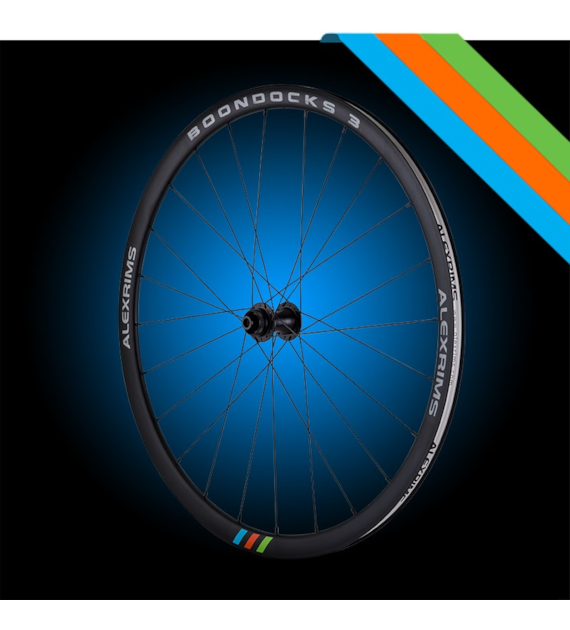 Koła szosa/gravel ALEXRIMS BOONDOCKS 3, H. tarczowy centerlock, Sztywna oś 12X100/R12X142, Stożek 30mm, 700C 622-21, TRS, Aluminium, Cieniowane szprychy, Waga 1714g (NEW)