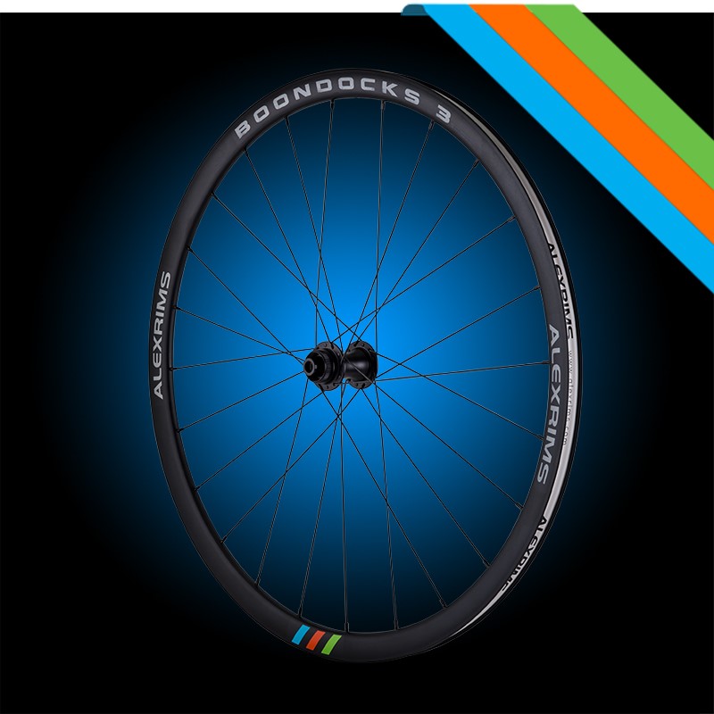 Koła szosa/gravel ALEXRIMS BOONDOCKS 3, H. tarczowy centerlock, Sztywna oś 12X100/R12X142, Stożek 30mm, 700C 622-21, TRS, Aluminium, Cieniowane szprychy, Waga 1714g (NEW)
