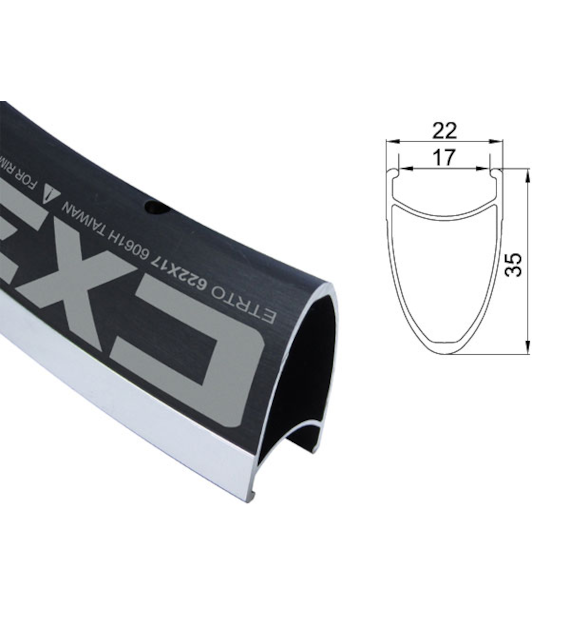 Obręcz szosa ALEXRIMS CX35, V-brake, Stożek 35mm, 700C 622-17, 32 otwory, Czarna, Waga 490g (DWZ)