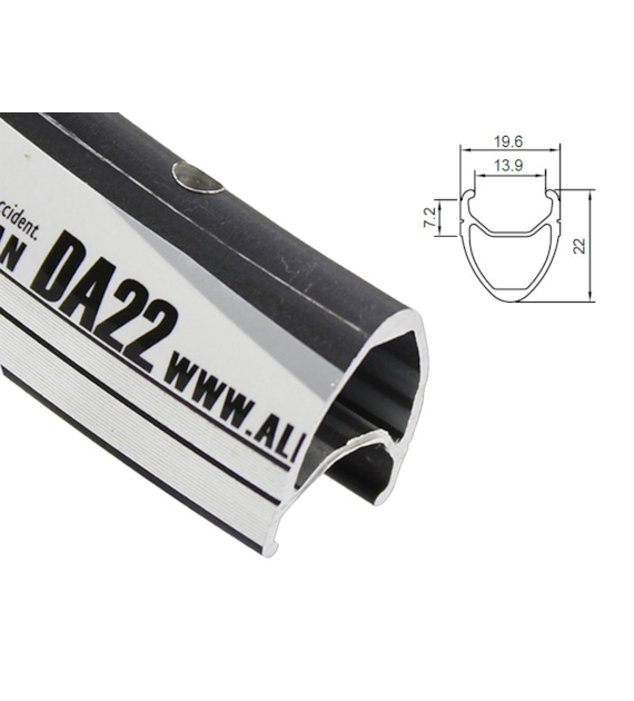 Obręcz szosa ALEXRIMS DA22, V-brake, Stożek 22mm, 700C 622x14, 28 otworów, Czarna, Waga 450g (DWZ)