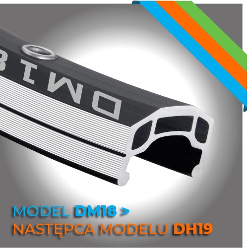 Obręcz mtb/trekking ALEXRIMS DM18, V-brake, Stożek 16mm, 29  622x18, 32 Otwory, Czarna, Waga 600g (NEW 2024)