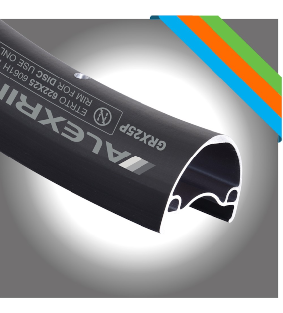 Obręcz gravel ALEXRIMS GRX25P, H. tarczowy, Stożek 26.3mm, 700C 622×25, 32 otwory, Czarna, Waga 507g (NEW)
