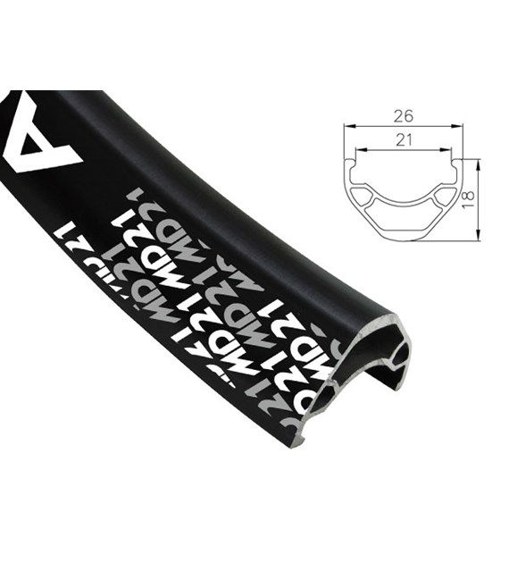 Obręcz mtb/trekking ALEXRIMS MD21, H. tarczowy, Stożek 18mm, 29  622-21, 36 otworów, Kapslowana, Czarna, Waga 500g (NEW)