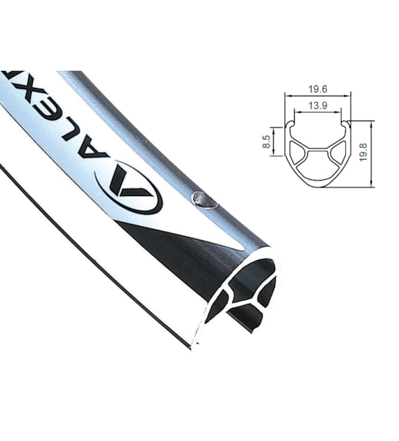 Obręcz szosa ALEXRIMS R450, V-brake, Stożek 19,8mm, 700C 622x14, 36 otworów, Biała, Waga 470g (DWZ)