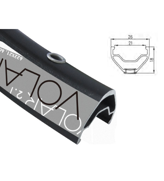 Obręcz mtb ALEXRIMS VOLAR 2.1, H. tarczowy, Stożek 18mm, 27.5  584x21, 32 otwory, Kapslowana, Czarna, Waga 426g (DWZ)