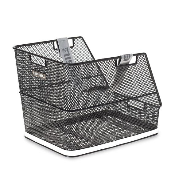 Kosz tylny na bagażnik BASIL CLASSIC extra wysoki odblaski stalowy czarny (NEW)