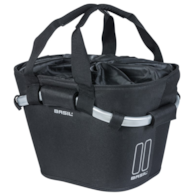 Kosz na kierownicę BASIL CLASSIC CARRY ALL FRONT BASKET KF 15L, czarny + Płytka mocująca do kosza BASIL KLICKFIX ADAPTER system do mocowania na kierownicę odpinany (bez wspornika) (NEW)