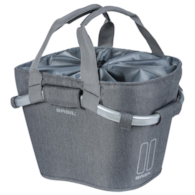 Kosz na kierownicę BASIL CLASSIC CARRY ALL FRONT BASKET KF 15L, szary + Płytka mocująca do kosza BASIL KLICKFIX ADAPTER system do mocowania na kierownicę odpinany (bez wspornika) (NEW)