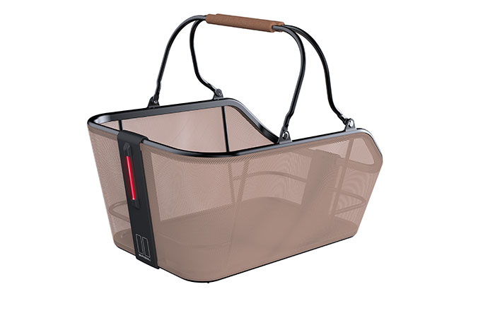 Kosz na tylny bagażnik BASIL CENTO TECH FIBER NORDLICHT MIK, MIK System (ready to go) aluminium sand brown (NEW 2024)