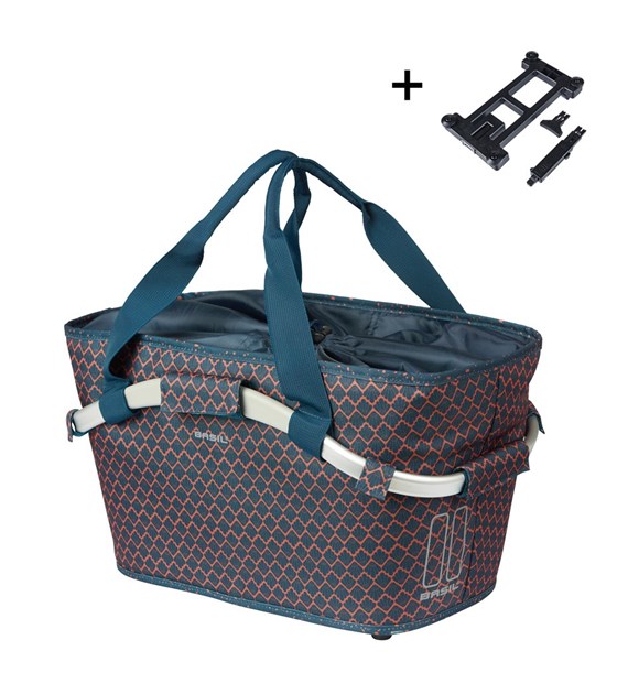 Torba na bagażnik BASIL FLAIR CARRY ALL REAR BASKET, MIK z adapterem do mocowania, 22L, Wodoodporna, Navy (NEW 2025)