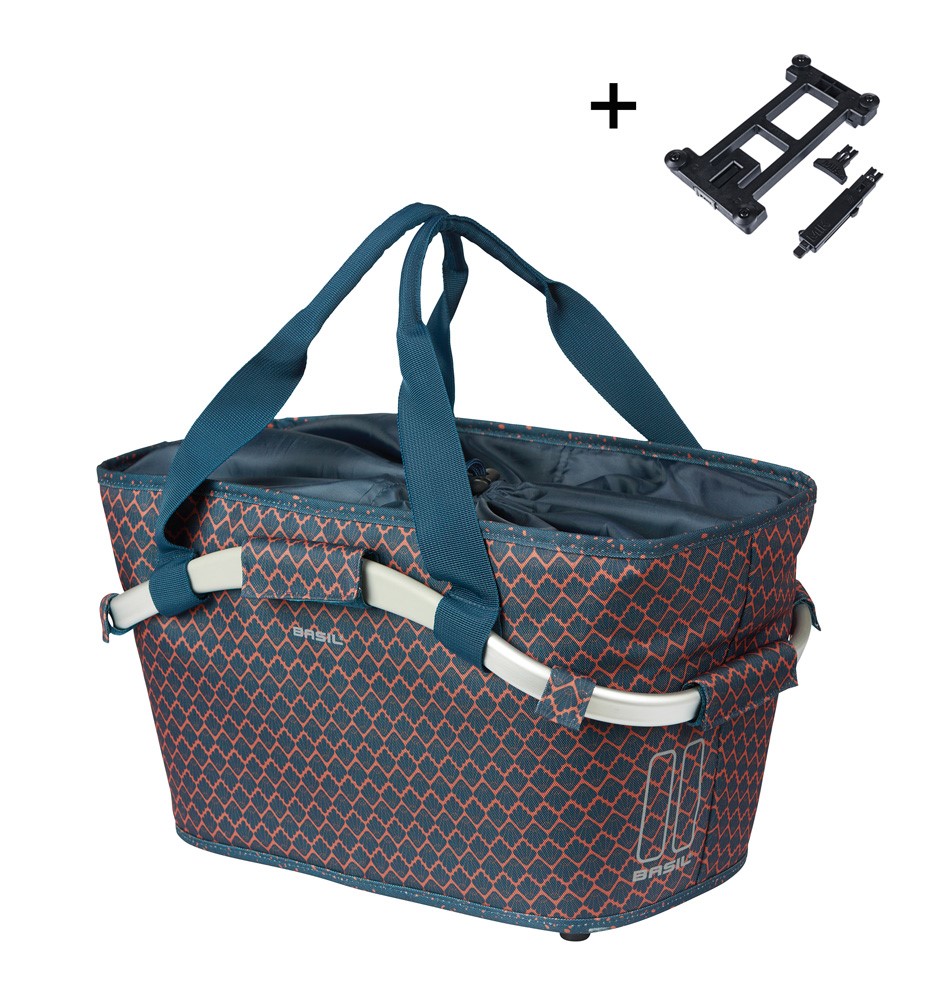 Kosz na bagażnik BASIL FLAIR CARRY ALL REAR BASKET, MIK z adapterem do mocowania (ready to go), 22L, Wodoodporna, Navy (NEW 2025)