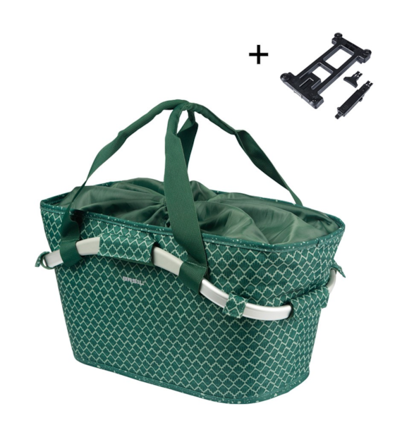 Kosz tylny na bagażnik BASIL FLAIR CARRY ALL REAR BASKET MIK, MIK z adapterem do mocowania (ready to go), 22L, Wodoodporna, Green (NEW)