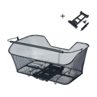 Kosz tylny na bagażnik BASIL BASE XL REAR BASKET, MIK z adapterem do mocowania (ready to go), Stalowy, Black (Eco Bottom) (WYPRZEDAŻ -50%)