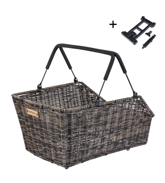 Kosz tylny na bagażnik BASIL CENTO RATTAN LOOK MIK, MIK System (ready to go) wodoodporny nature brown (WYPRZEDAŻ -50%)