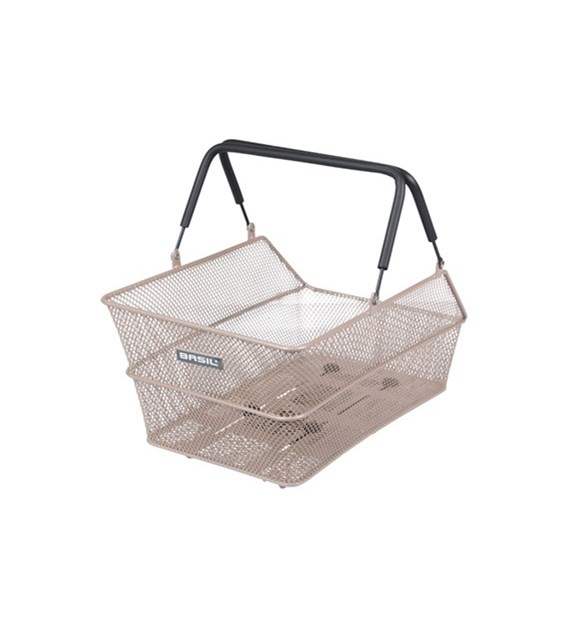 Kosz tylny na bagażnik BASIL CENTO MIK, MIK System (ready to go), Adaptor Plate 2.0 (blokada), stalowy nude metallic (NEW).