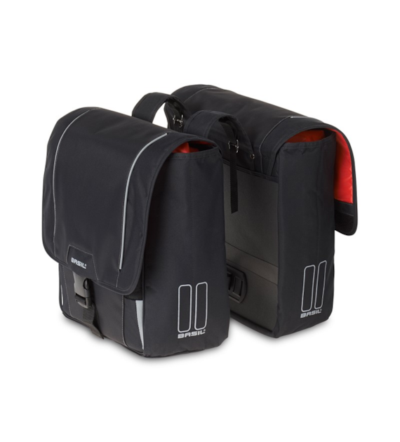 Sakwa podwójna BASIL SPORT DESIGN DOUBLE PANNIER BAG 32L, Universal Bridge System, czarna (WYPRZEDAŻ -50%)