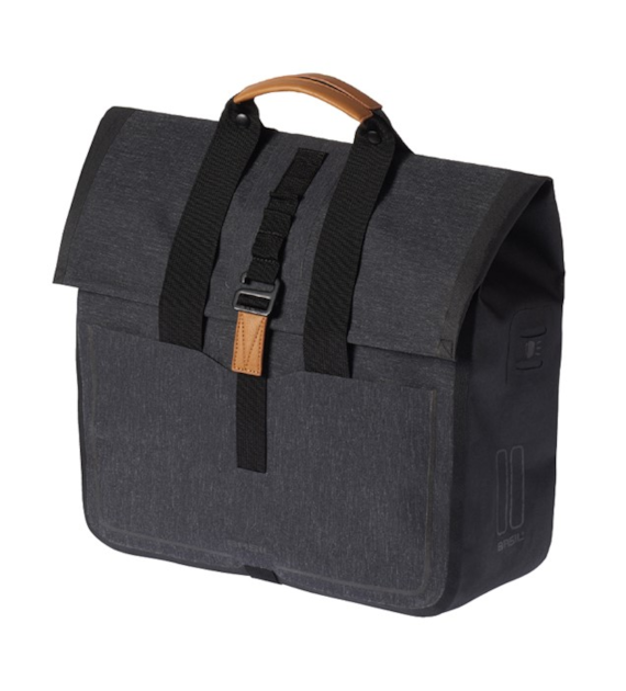 Sakwa pojedyncza BASIL URBAN DRY SHOPPER 25L, Hook On System, tkanina poliester z powłoką ochronną, 100% wodoodporna, charcoal melee (NEW)
