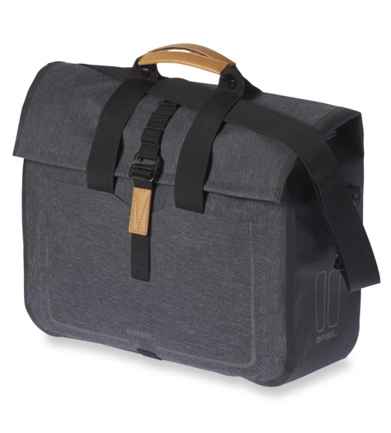 Sakwa pojedyncza BASIL URBAN DRY BUSINESS BAG 20L, Hook On System, 100% wodoodporna charcoal melee (NEW)