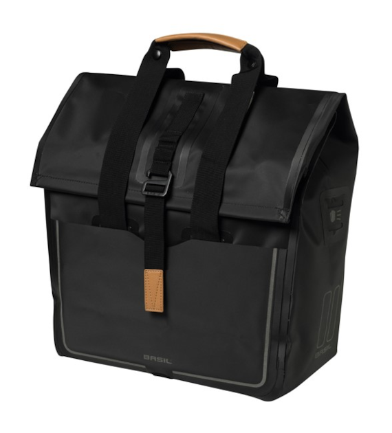 Sakwa pojedyncza BASIL URBAN DRY SHOPPER 25L, Hook On System, poliester, 100% wodoodporna, matt black (NEW)