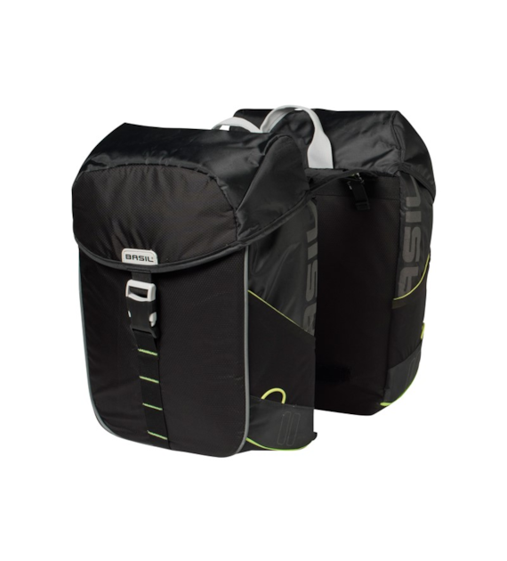 Sakwa podwójna BASIL MILES DOUBLE PANNIER BAG 34L, Universal Bridge System, 100% wodoodporna black lime (NEW)