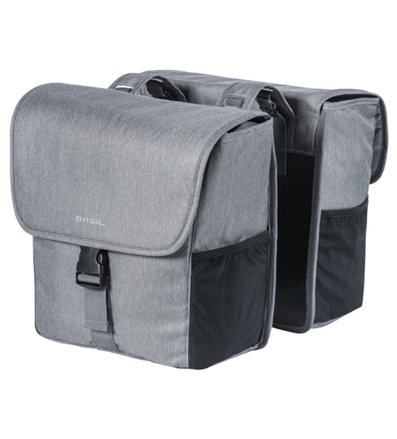 Sakwa podwójna BASIL GO DOUBLE BAG 32L, Universal Bridge System, grey melee (WYPRZEDAŻ -50%)