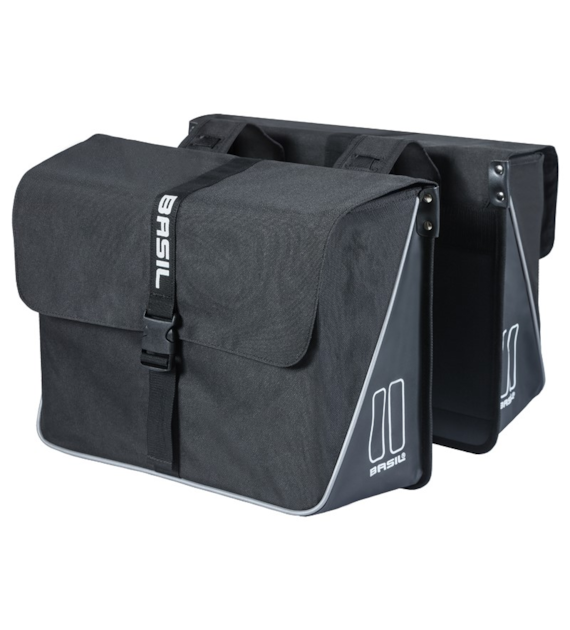 Sakwa podwójna BASIL FORTE DOUBLE PANNIER BAG 35L, Universal Bridge System, wodoodporna poliester, black (NEW)