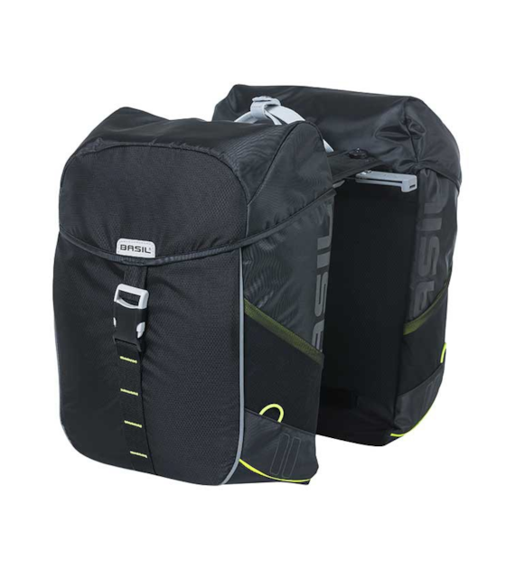 Sakwa podwójna BASIL MILES DOUBLE PANNIER BAG 32L MIK System (ready to go), 100% wodoodporna black lime (NEW).