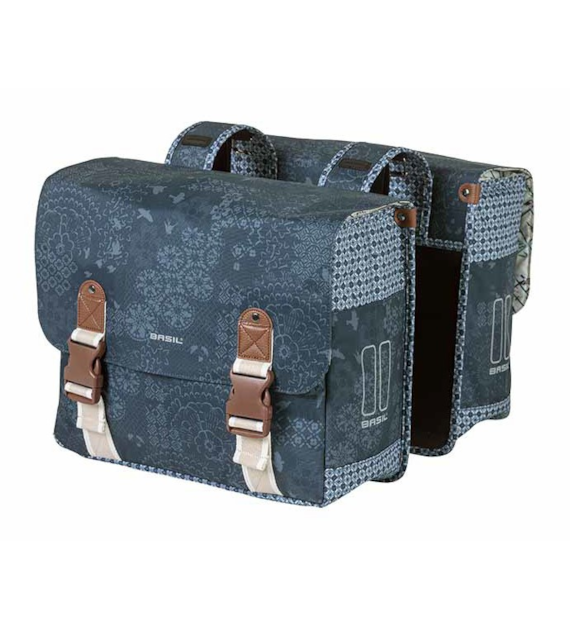 Sakwa podwójna BASIL BOHEME DOUBLE PANNIER BAG 35L Universal Bridge System, wodoodporna indigo blue (WYPRZEDAŻ -50%)