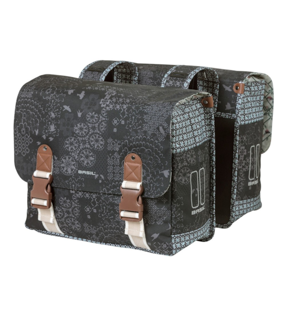 Sakwa podwójna BASIL BOHEME DOUBLE PANNIER BAG 35L Universal Bridge System, wodoodporna charcoal (WYPRZEDAŻ -50%)