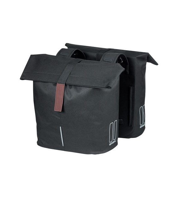 Sakwa podwójna BASIL CITY DOUBLE PANNIER BAG 28-32L, Universal Bridge System, wodoodporna black (NEW)