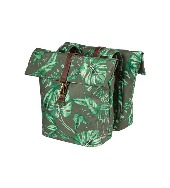 Sakwa podwójna BASIL EVER-GREEN DOUBLE PANNIER BAG 28-32L, Universal Bridge System, wodoodporna thyme green (WYPRZEDAŻ -50%)