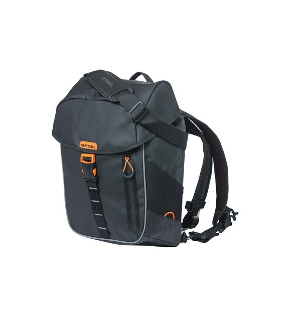 Sakwa pojedyncza BASIL MILES TARPAULIN DAYPACK 17L, Hook On System, 100% wodoodporna black orange (NEW)