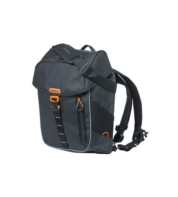 Sakwa pojedyncza BASIL MILES TARPAULIN DAYPACK 17L, Hook On System, 100% wodoodporna black orange (NEW)