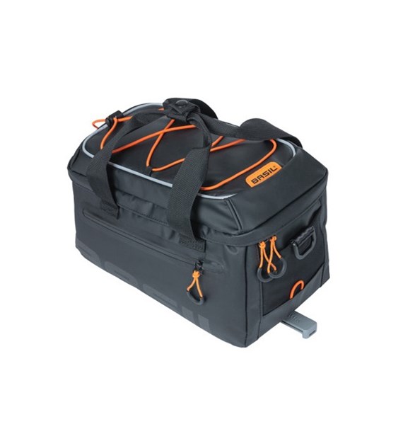 Torba na bagażnik BASIL MILES TARPAULIN TRUNKBAG MIK 7L, MIK System (ready to go), 100% wodoodporna black orange (NEW).