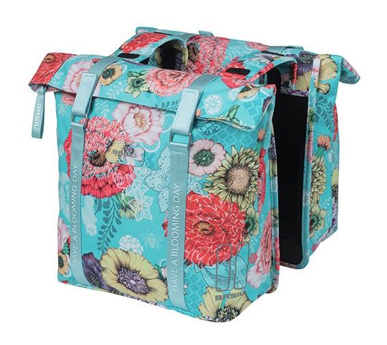 Sakwa podwójna na bagażnik BASIL BLOOM FIELD DOUBLE PANNIER BAG 28-35L, Universal Bridge System, sky blue (NEW)