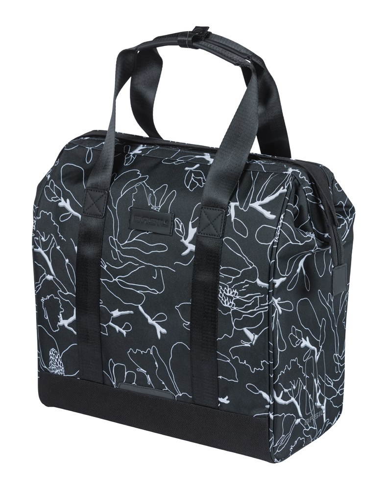 Sakwa miejska pojedyncza BASIL GRAND FLOWER BICYCLE SHOPPER 23L, MIK Hooks System, black (NEW 2026)