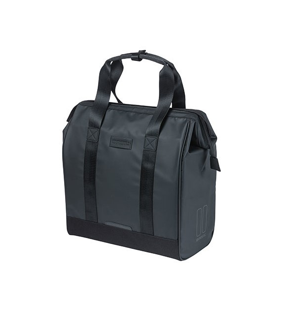 Sakwa pojedyncza BASIL GRAND TARPAULIN BICYCLE SHOPPER 23L, Hook On System, wodoodporna black (WYPRZEDAŻ -50%)