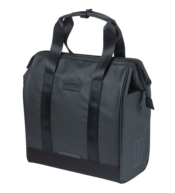 Sakwa pojedyncza BASIL GRAND TARPAULIN BICYCLE SHOPPER 23L, MIK Hooks System, wodoodporna black (NEW 2026)