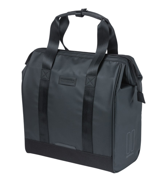 Sakwa pojedyncza BASIL GRAND TARPAULIN BICYCLE SHOPPER 23L, MIK Hooks System, wodoodporna black (NEW 2026)