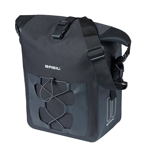Sakwa pojedyncza BASIL NAVIGATOR WATERPROOF SINGLE PANNIER BAG M 12-15 L, Hook On System, wodoodporna, black (NEW)