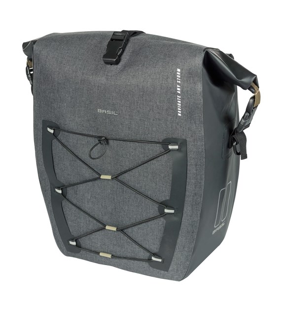 Sakwa pojedyncza BASIL NAVIGATOR STORM SINGLE PANNIER BAG L 25-31 L, MIK Hooks System, wodoodporna, black (NEW 2026)