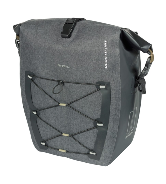 Sakwa pojedyncza BASIL NAVIGATOR STORM SINGLE PANNIER BAG L 25-31 L, MIK Hooks System, wodoodporna, black (NEW 2026)