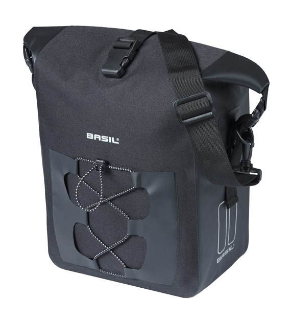Sakwa pojedyncza BASIL NAVIGATOR WATERPROOF SINGLE PANNIER BAG M 12-15 L, MIK Hooks System wodoodporna, black (NEW 2026)