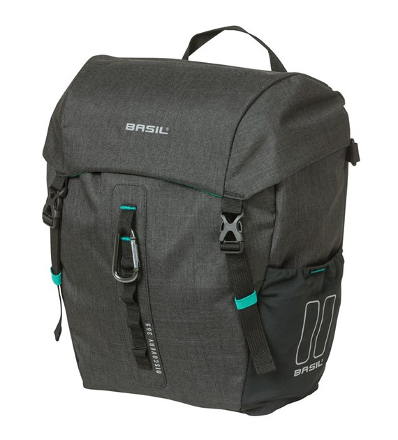 Sakwa pojedyncza BASIL DISCOVERY 365D SINGLE PANNIER BAG M 9L, MIK Hooks System, black melee (NEW 2026)