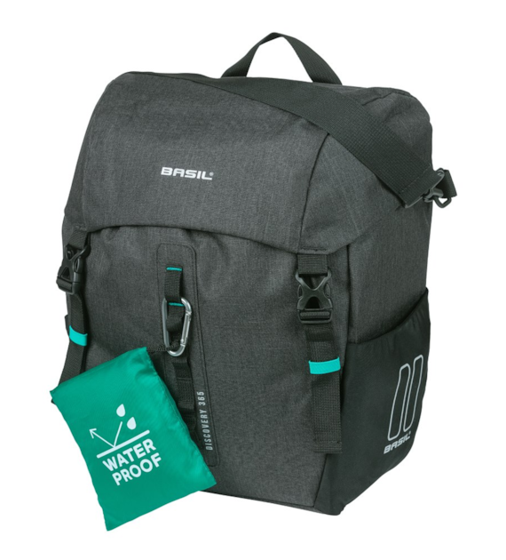 Sakwa pojedyncza BASIL DISCOVERY 365D SINGLE PANNIER BAG L 20L, MIK Hooks System, black melee (NEW 2026)