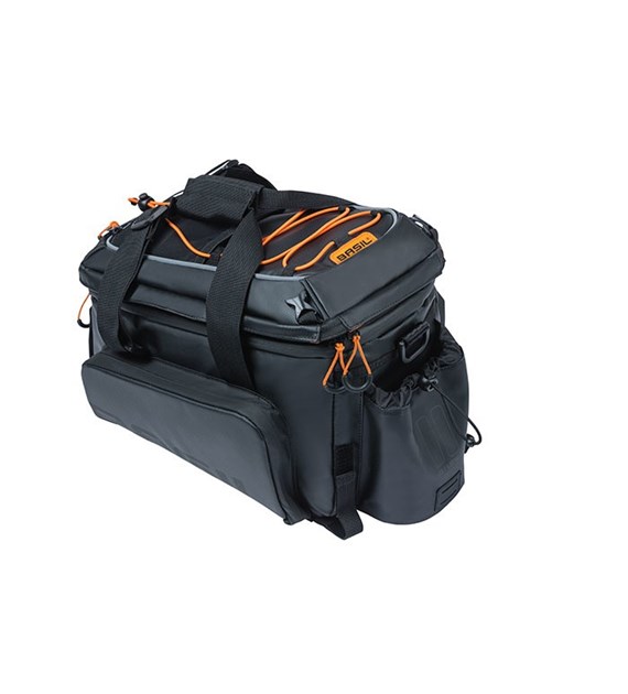 Torba na bagażnik BASIL MILES TARPAULIN TRUNKBAG XL PRO 9-36L, 100% wodoodporna black orange (bez płytki mocującej) (NEW 2024)