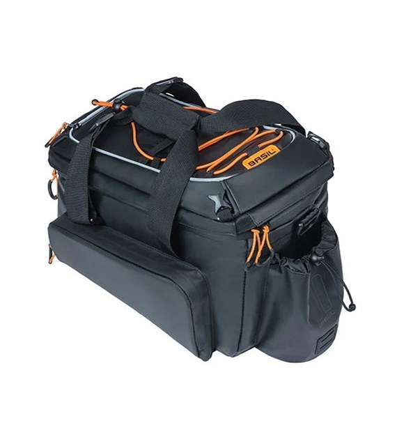 Torba na bagażnik BASIL MILES TARPAULIN TRUNKBAG XL PRO MIK 9-36L, MIK System (ready to go), 100% wodoodporna black orange (bez płytki mocującej) (NEW 2024)